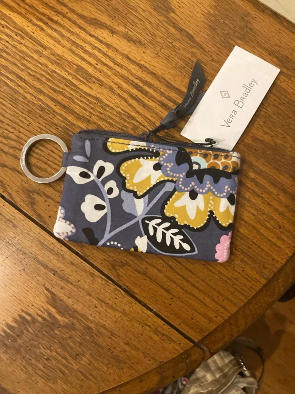 Vera Bradley Zip ID Card Case Keyring Charmont Meadow NWT